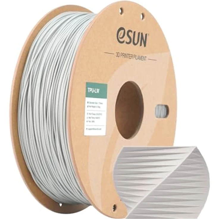 eSUN Light Weight TPU Filament 1.75mm, Grau, 0.75KG, flexibles und aufschäumbares 3D-Druckmaterial mit matter Oberfläche – Bild 1