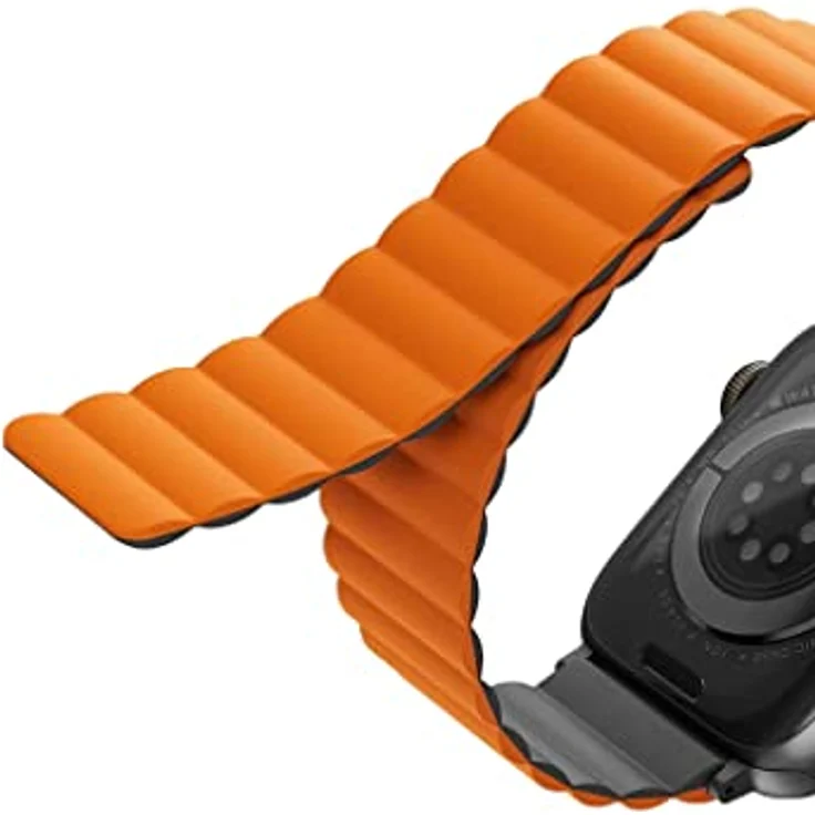 Uniq Revix Uhrenarmband für Apple Watch Series 1-8/SE/Ultra, Reversible Magnetic, Silikon, Orange, 42/44/45/49mm – Bild 7