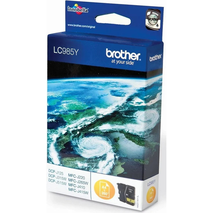 Brother LC985Y, Tintenpatrone gelb (5 Stück), Nachfülltinte, 260 Seiten Kapazität, kompatibel mit DCP-J125/315CW, MFC-J220/265W/410