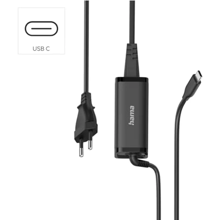 HAMA 200023 USB-C Notebook-Netzteil, 5-20V/65W mit GaN-Technologie, Schwarz – Bild 2