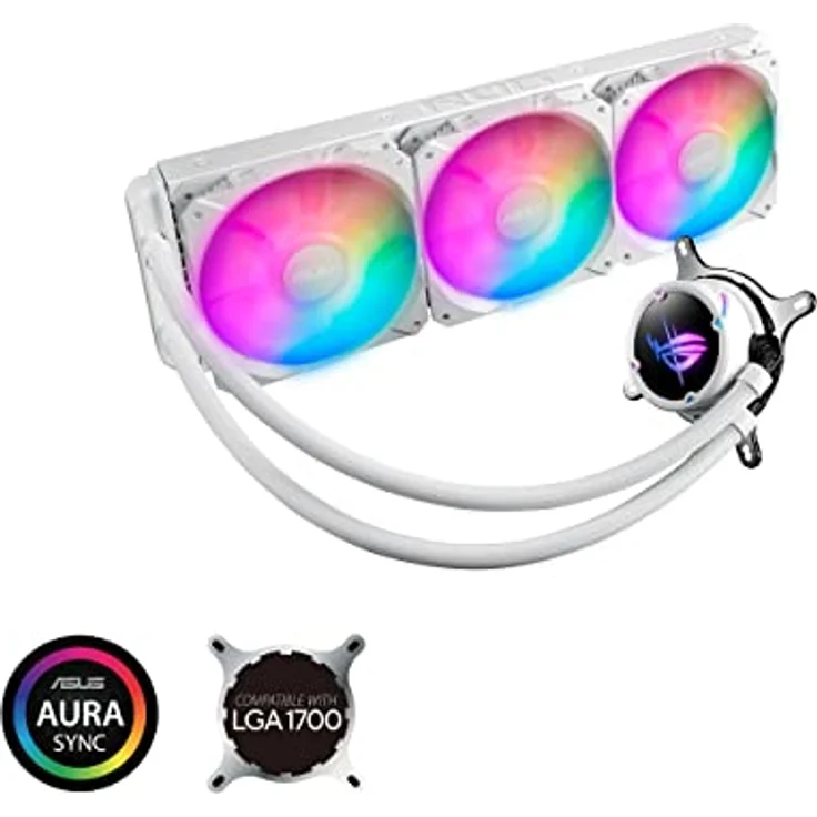 ASUS ROG Strix LC II 360 ARGB White Edition All-in-One-Flüssig-CPU-Kühler (Aura Sync, 3x adressierbare ROG 120 mm RGB-Radiatorlüfter, weiß) – Bild 2