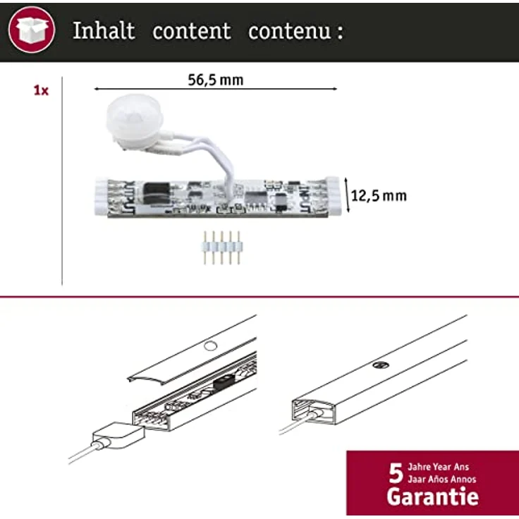 Paulmann 79841 Stripe MaxLED Sensor Bewegungsmelder für Profile DC 24V max. 144W Weiß Lichtband Kunststoff – Bild 5