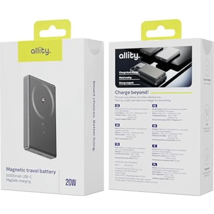 FOREVER Allity Powerbank Wireless APB-300 PD QC 20W 10000 mAh Grau Magnetisch, 15 W drahtloses Laden, 20 W USB-C-Anschluss – Bild 9