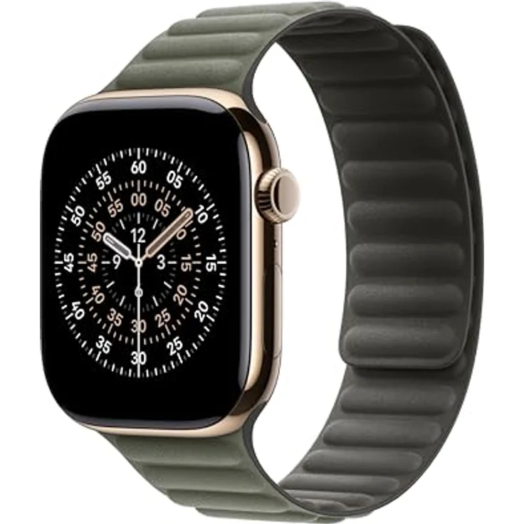 Apple Watch Band Magnetic Link, 46 mm, salbeigrau, S/M, aus recyceltem Feintwill mit Magnetverschluss – Bild 2