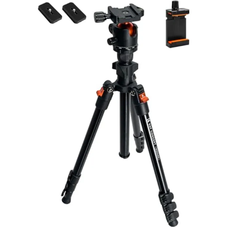 K&F Concept Tripod BI234M, Aluminium Dreibeinstativ mit 160 cm max. Arbeitshöhe und 8 kg Tragfähigkeit