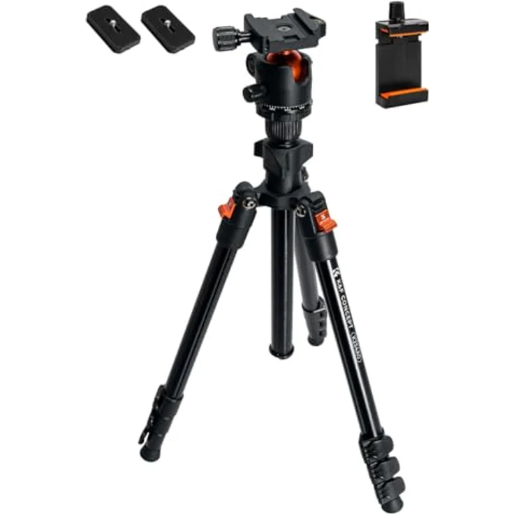 K&F Concept Tripod BI234M, Aluminium Dreibeinstativ mit 160 cm max. Arbeitshöhe und 8 kg Tragfähigkeit – Bild 1