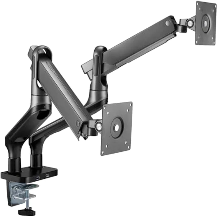 My Wall HL22-2L Vollbeweglicher Tischhalter mit Gasdruckfeder für Flachbildschirme, Monitor Halterung, 2 USB-Anschlüsse, Kabelmanagement, Monitor Arm, 17" bis 32", belastbar 2-9 kg, silber – Bild 3