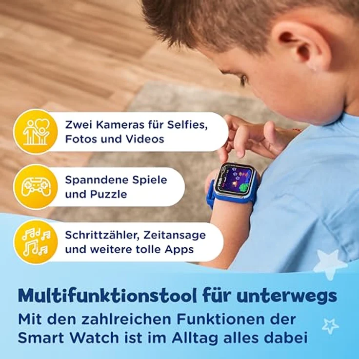 VTech KidiZoom Smart Watch MAX blau für Kinder ab 5 Jahren mit integrierter Kamera und Schrittzähler – Bild 4