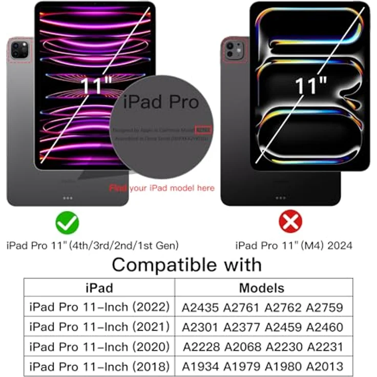 JETech Hülle für iPad Pro 11 Zoll 2022/2021/2020/2018, Unterstützung Pencil-Aufladung, intelligente Schlaf-/Wachfunktion, Tief Navy – Bild 2