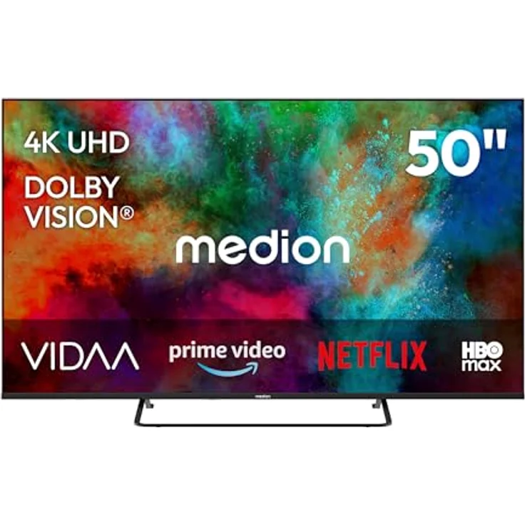 MEDION MD 850302, 50 Zoll Smart-TV mit 4K Ultra HD, Dolby Vision HDR, Dolby Atmos, WLAN, Schwarz – Bild 1