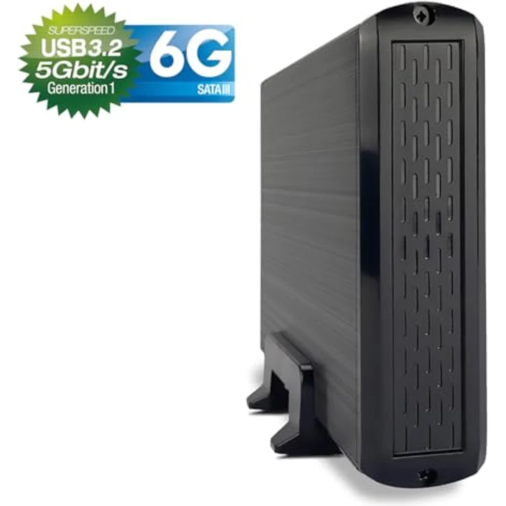 Fantec DB-G35U3-6G USB3.2 Gen1 Festplattengehäuse für 1x 3,5 Zoll SATA Festplatte, Transferraten bis 5Gbit/s, UASP, Aluminium, schwarz – Bild 2