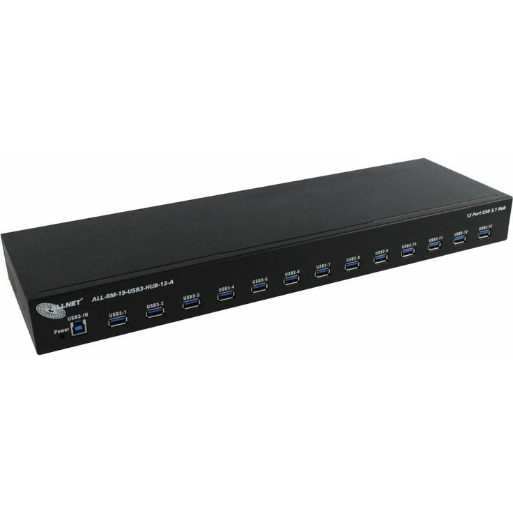 Allnet USB 3.0 13 Port Hub-Type-A, KVM Switch für 19 Zoll Rack, 5 Gbps, Plug-and-Play, Hot Swapping