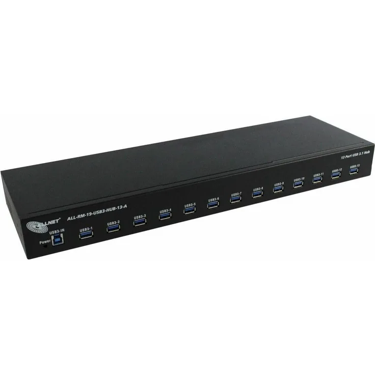 Allnet USB 3.0 13 Port Hub-Type-A, KVM Switch für 19 Zoll Rack, 5 Gbps, Plug-and-Play, Hot Swapping