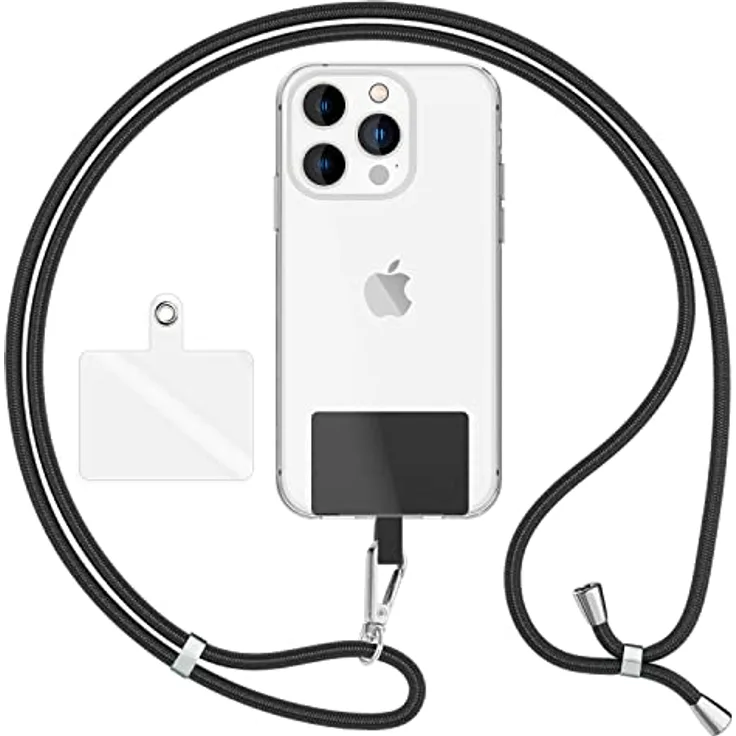 Nalia HoldMe Air, Handykette Universal für Smartphones, 160 cm Lanyard mit verstellbarer Schlaufe und Edelstahlhaken