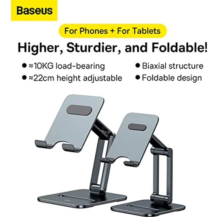 Baseus Biaxial Foldable Metal Stand, Smartphone Halterung für Telefone bis 7 Zoll, grau – Bild 2