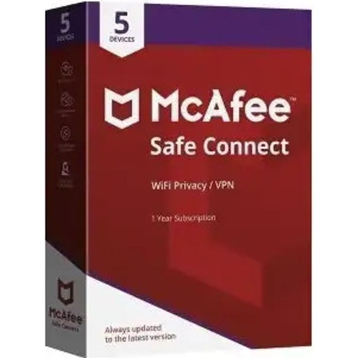 McAfee VPN Safe Connect 2026, VPN zur Sicherung von 5 Geräten mit maximalem Datenschutz und Verschlüsselung