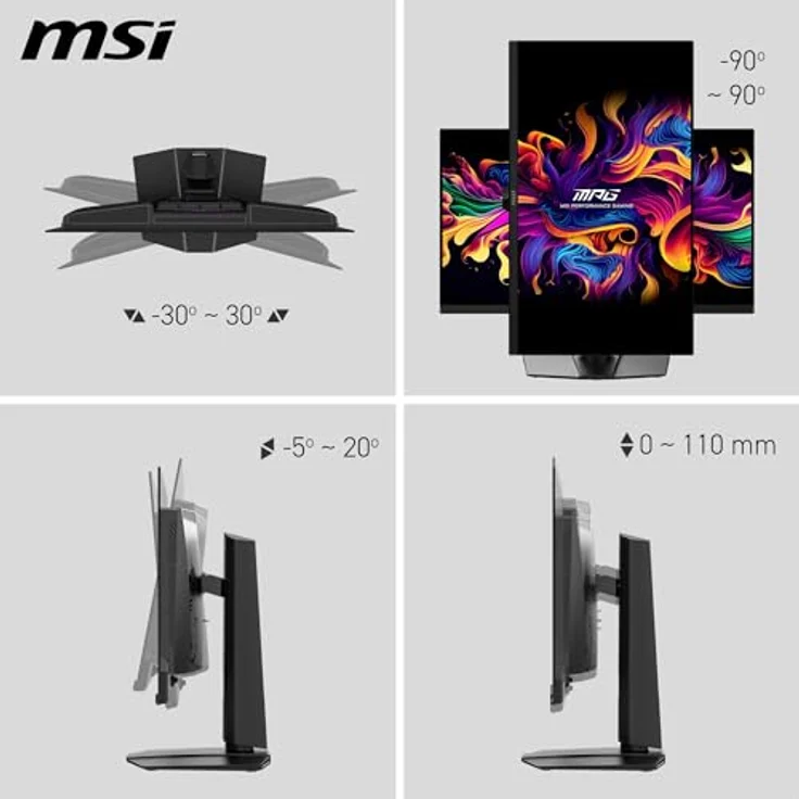MSI MPG 271QR QD-OLED X50 Gaming Monitor 27 Zoll WQHD, 500 Hz / 0,03 ms, DisplayHDR True Black 500, AI Care Sensor, HDMI 2.1, DP 2.1a, USB-C (98 W PD), Schwarz – Bild 4