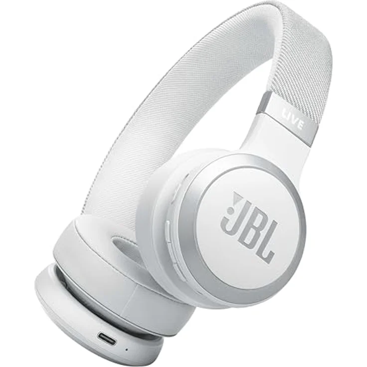 JBL Live 670 NC – Bluetooth On-Ear-Kopfhörer mit adaptivem Noise-Cancelling – Kabellose Ohrhörer Signature Sound und Sprachassistent – Langer Musikgenuss für bis zu 65 Stunden – Weiß – Bild 1