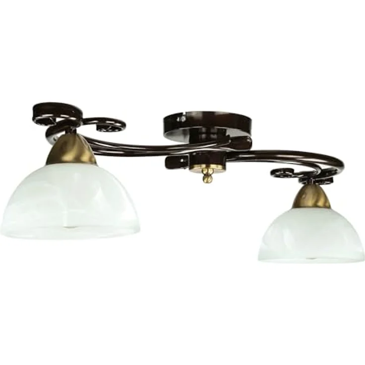 Licht-Erlebnisse Deckenlampe Glas Metall in Dunkelbraun Gold H:12 cm E27 Landhaus blendarm Rustikale Deckenleuchte AURORA - Preisvergleich – Bild 1