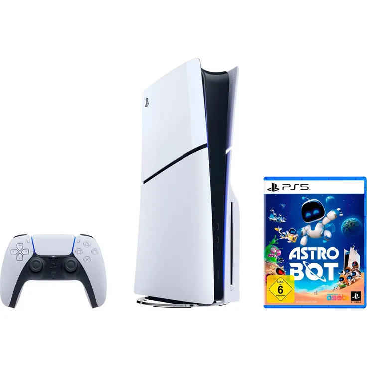 PlayStation 5 PS5 Disk Edition (Slim) + PS5 Astro Bot, kompakte Konsole mit leistungsstarker Gaming-Technologie