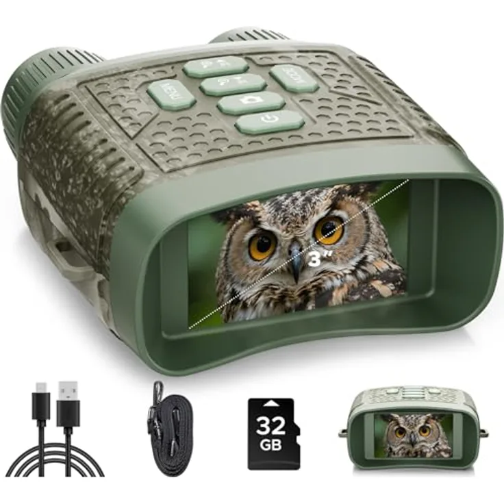 VOOPEAK Nachtsichtgerät Militär, 4K UHD Infrarot-Fernglas, 48MP, 10X Digitalzoom, 300m Reichweite, 5000mAh wiederaufladbar mit 32GB TF-Karte für Jagd, Sicherheit und Camping