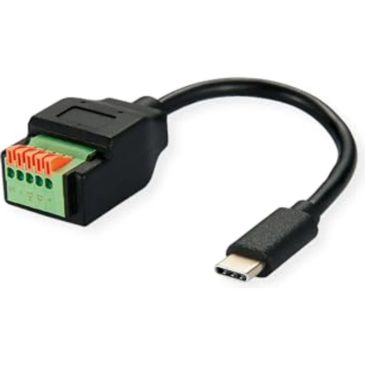 ROLINE Kabeladapter USB-Typ-C zu 5-Pin-Klemmleiste mit Drucktasten, 15 cm, für werkzeugfreien Anschluss – Bild 1