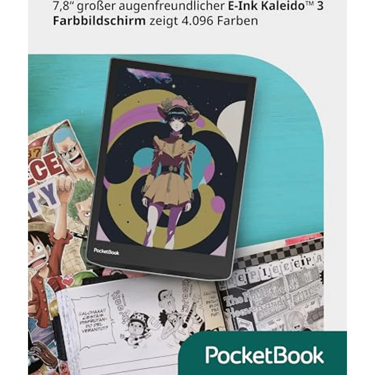 PocketBook e-Book Reader 'InkPad Color 3' (deutsche Version) 32 GB Speicher, IPX8, Bluetooth, Lautspecher, 19,81 cm (7,8 Zoll) E-Ink Kaleido 3 Farbdisplay - Stormy Sea – Bild 4