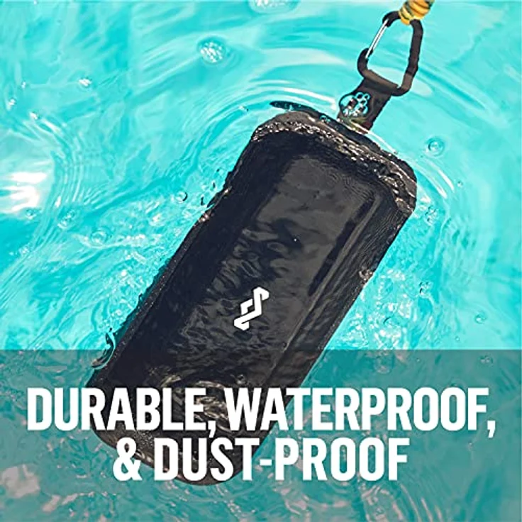 House of Marley No Bounds XL Bluetooth Lautsprecher, wasserdicht, staubdicht & sturzsicher IP67, schwimmfähig, 16 Stunden Akku, Karabiner, Schnellladung, sehr robust, Dual-Pairing, Mikrofon, black – Bild 5