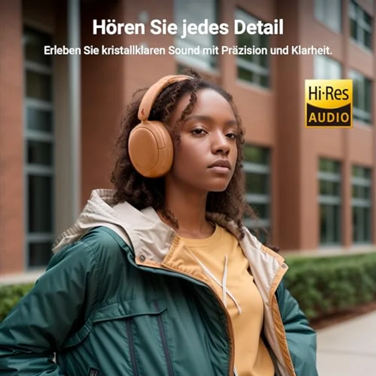 Edifier V80 Hybrid Kopfhörer mit aktiver Geräuschunterdrückung, Echtes drahtloses Over-Ear-Bluetooth Headset, 45 Stunden Spielzeit, Hi-Res Audio, Multipoint Verbindung - Braun – Bild 4