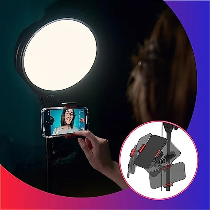 JOBY Beamo Studio-Creator-Set, Studiolicht, Soft-Key-Licht mit Fernbedienung, Hintergrundlicht 12 Farben, Wavo Mobiles Mikrofon, GorillaPod Flexibler Arm mit Smartphone-Halterung, USB-Studioleuchte – Bild 4