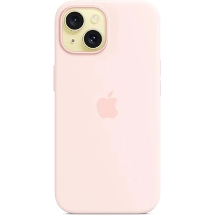 Apple iPhone 15 Silikon Case mit MagSafe – Hellrosa, schützendes Silikon-Case mit integrierten Magneten und Mikrofaserfutter – Bild 3