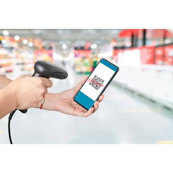 Manhattan 2D LED-Barcodescanner, kabelgebundener Barcode-Scanner für 1D- und 2D-Barcodes, bis zu 100 Scans pro Sekunde, schwarz – Bild 4