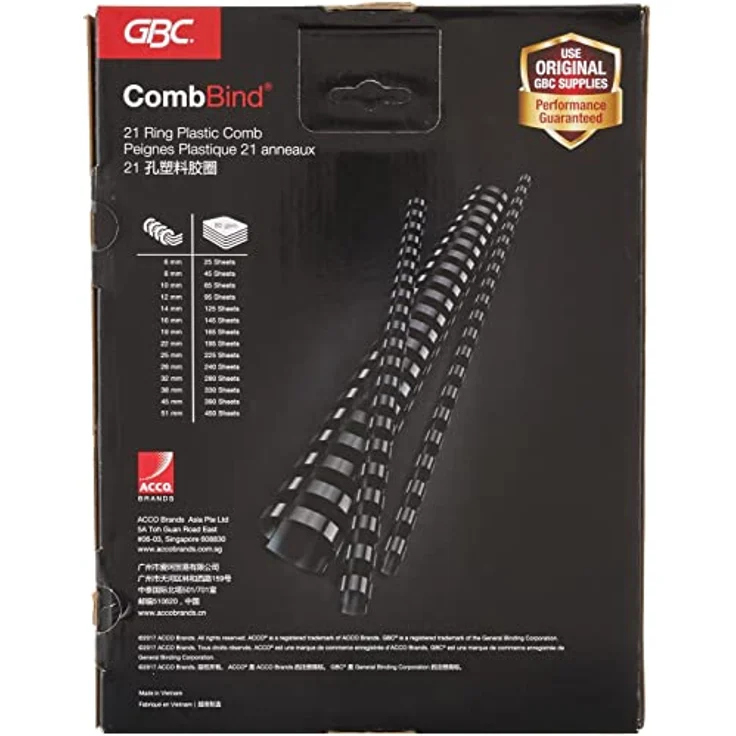 GBC CombBind Plastikbinderücken 19mm, blau, 100 Stück für A4-Dokumente, 21 Ringe – Bild 5