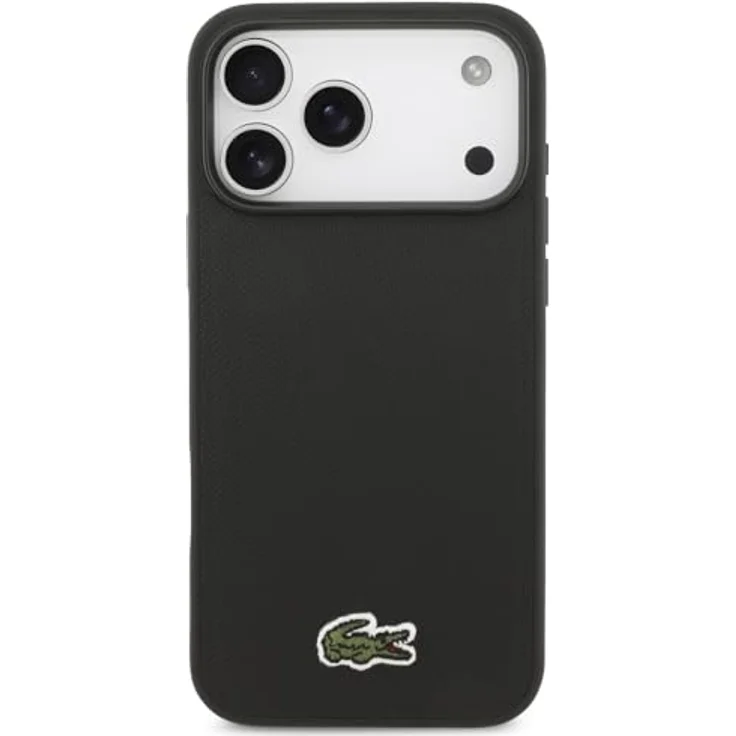 CG MOBILE Lacoste Iconic Petit Pique Woven Logo MagSafe Hülle für iPhone 17 Pro Max, Schwarz, TPU/PC Hardcase – Bild 3