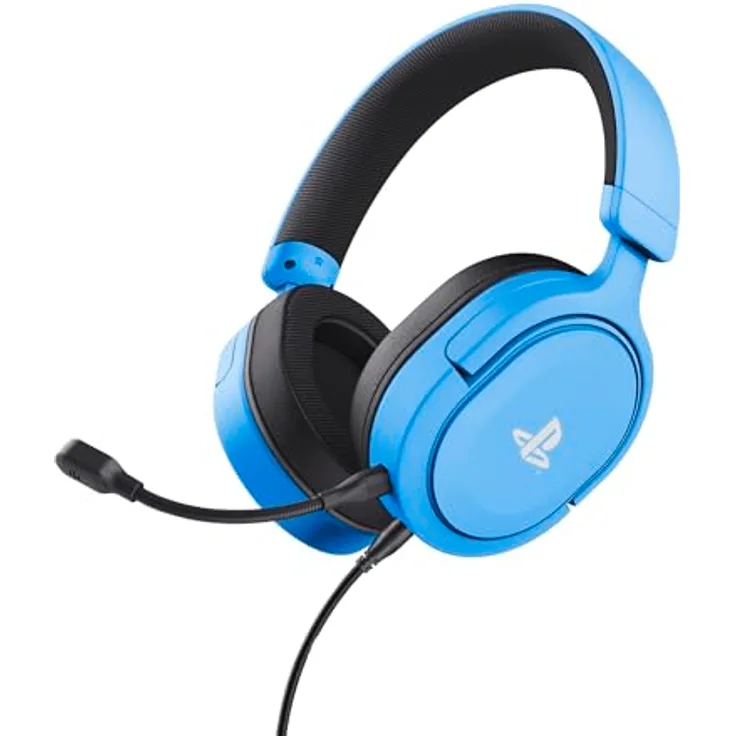 Trust Gaming Headset GXT 498B Forta Offiziell Lizenziert für Playstation 5, PS4 / PS5 Headset, 50mm-Treiber, 3D Audio, Abnehmbares Mikrofon, Verstellbare Over-Ear Kopfhörer, Blau