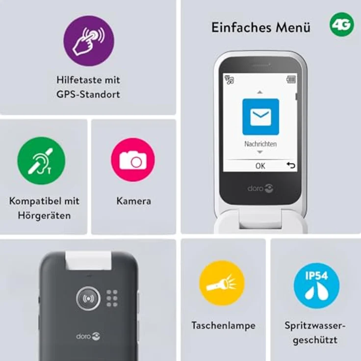 Doro Leva L30 / Rot & Weiß, Seniorenhandy mit einfachem Bedienkonzept – Bild 3