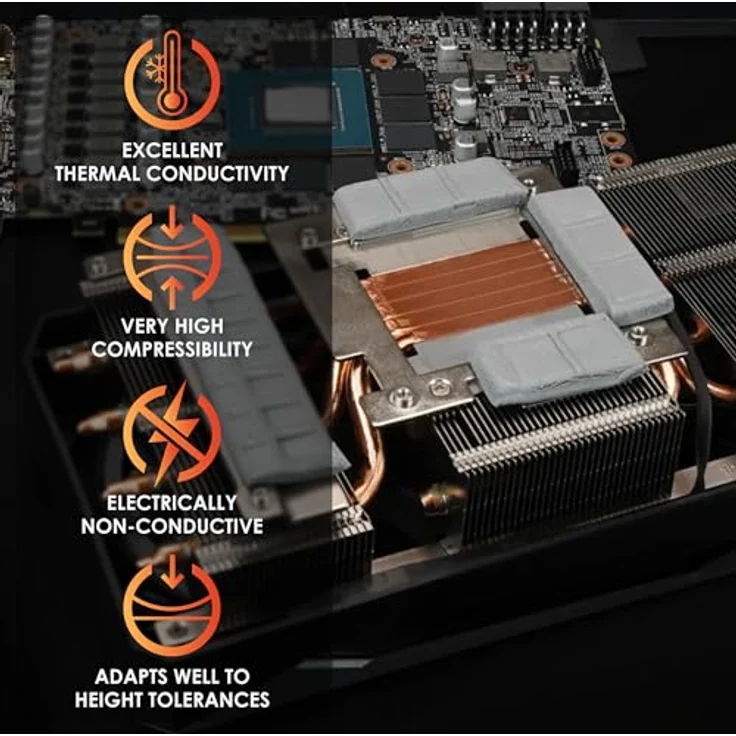 Thermal Grizzly Minus Pad Hohe Kompression, 120 x 100 x 4,0 mm, 2er-Pack, elektrisch nicht leitend, hohe Wärmeleitfähigkeit für SSDs und GPUs – Bild 2