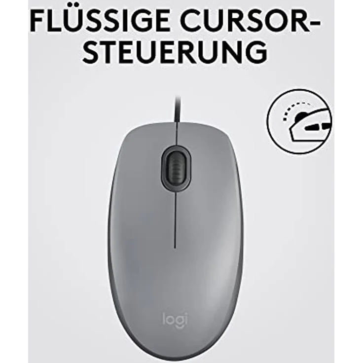Logitech M110 Kabelgebundene USB-Maus, geräuschlose Tasten, komfortables Design in voller Größe, beidhändig bedienbar PC / Mac / Laptop - Grau – Bild 4