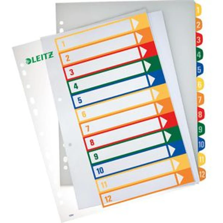 Leitz 1294-00-00 Register Kunststoff, 1-12, A4 Überbreite, 12-teilig, transparent, PC-beschriftbar – Bild 1