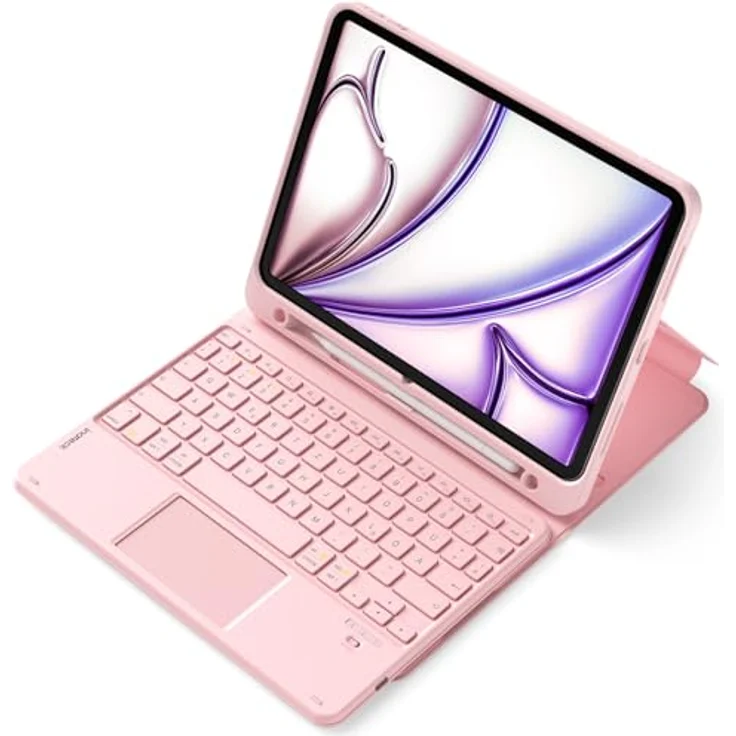 Inateck iPad Hülle mit abnehmbarer Tastatur, Touchpad und Stifthalter für iPad 10/11 Gen. A16, Air 11 Zoll M3/M2, Pro 11, 360° Rundumschutz, verstellbarer Ständer – Bild 1