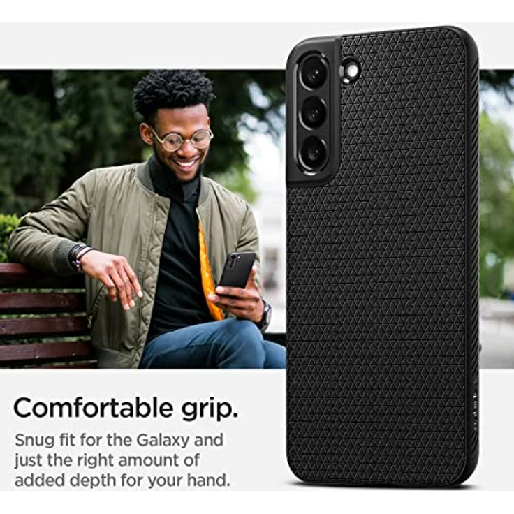 Spigen Liquid Air Hülle Kompatibel mit Samsung Galaxy S22 -Schwarz Gemustertes TPU, Eckschutz, Air Cushion Technologie – Bild 4