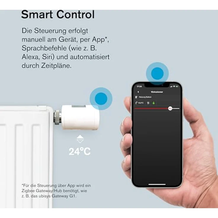 ubisys Zigbee Heizkörper-Thermostat H1: Smarte Funk-Heizungssteuerung zur Temperaturregelung per App – Made in Germany, keine Datenverfolgung, einfache Installation – Bild 3