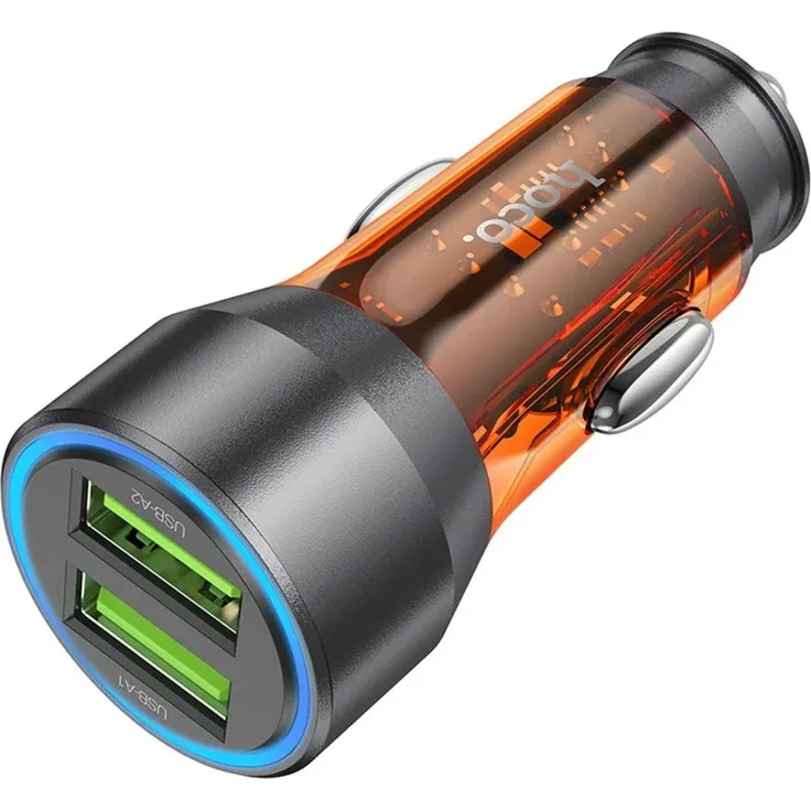 Hoco Autoladegerät 2 x USB QC 18W NZ12 transparent orange