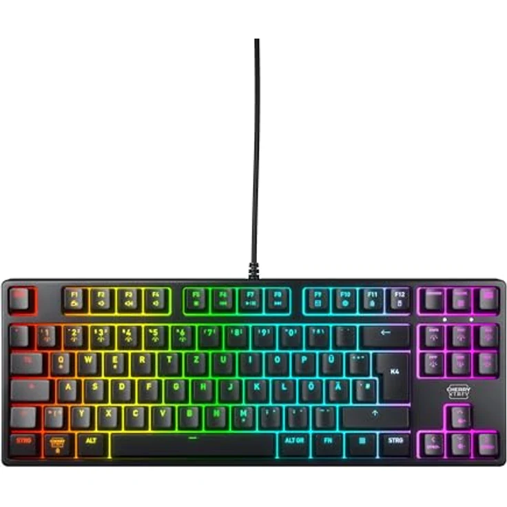 CHERRY XTRFY K4V2 TKL Gaming-Tastatur, Mechanische MX2A RED Switches, RGB-Beleuchtung, Schwarz – Bild 1