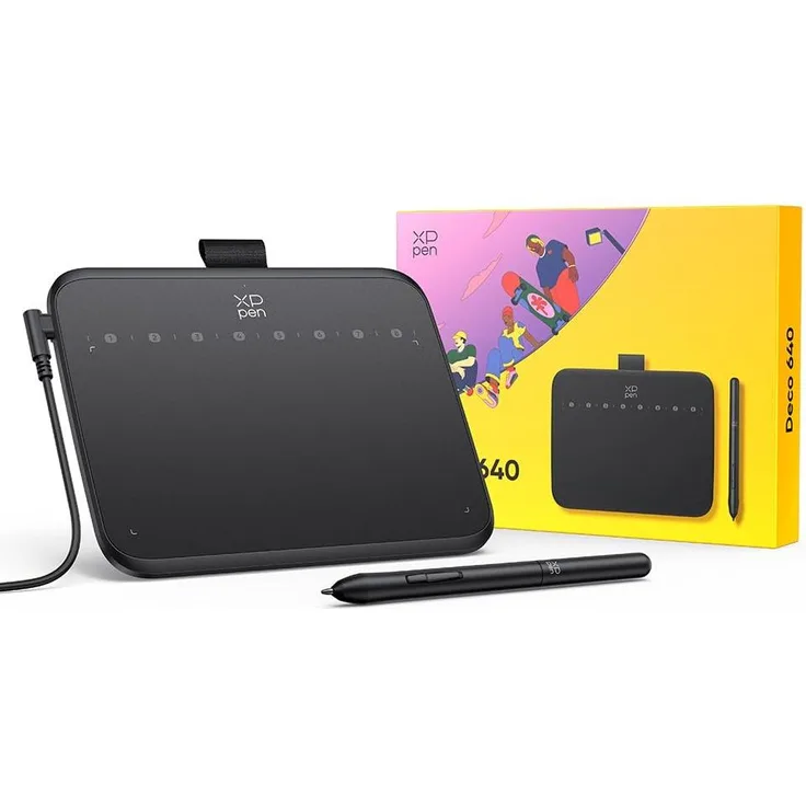 XP-Pen Deco 640 Grafiktablett 6x4 Zoll, 16384 Druckstufen, 60° Neigungsunterstützung, ideal für OSU und Videobearbeitung
