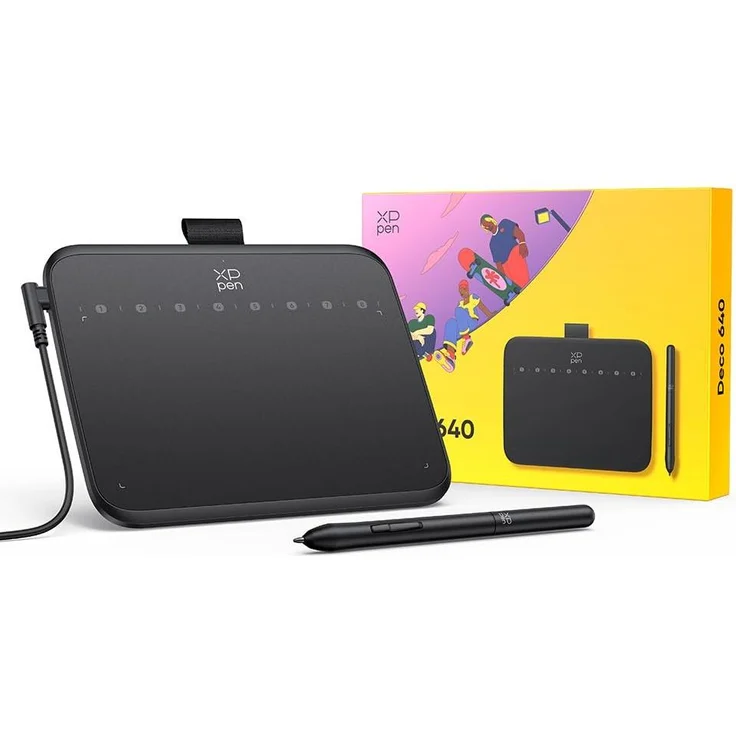 XP-Pen Deco 640 Grafiktablett 6x4 Zoll, 16384 Druckstufen, 60° Neigungsunterstützung, ideal für OSU und Videobearbeitung
