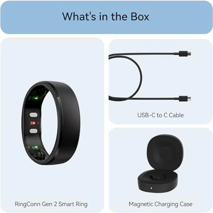 RingConn Gen 2 Smart Ring, Fitness-Tracker mit Schlaf- und Herzgesundheitsüberwachung, schwarz – Bild 7