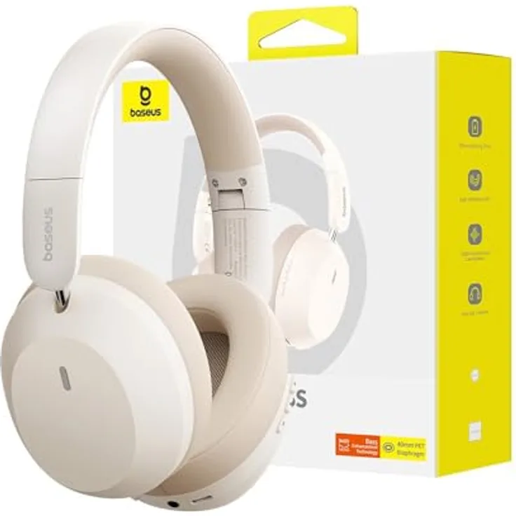 Baseus Bass 35 Max, Kopfhörer kabelgebunden & kabellos, Bluetooth V5.3, 50 Stunden Akkulaufzeit, Beige