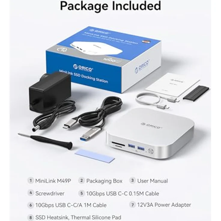ORICO Notebook Dockingstation MiniLink für Apple MacBook, 10 Gb/s Datenübertragung, integrierte Lautsprecher, USB-A und USB-C Anschlüsse, SD/TF Kartenleser – Bild 8