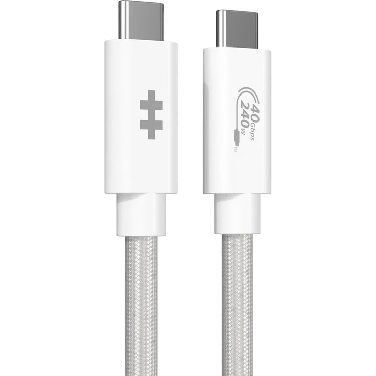 Targus Hyperdrive USB4 Performance Kabel, 40 Gbit/s Datenübertragung, 240 W Schnellladung, Weiß, 1,2 m